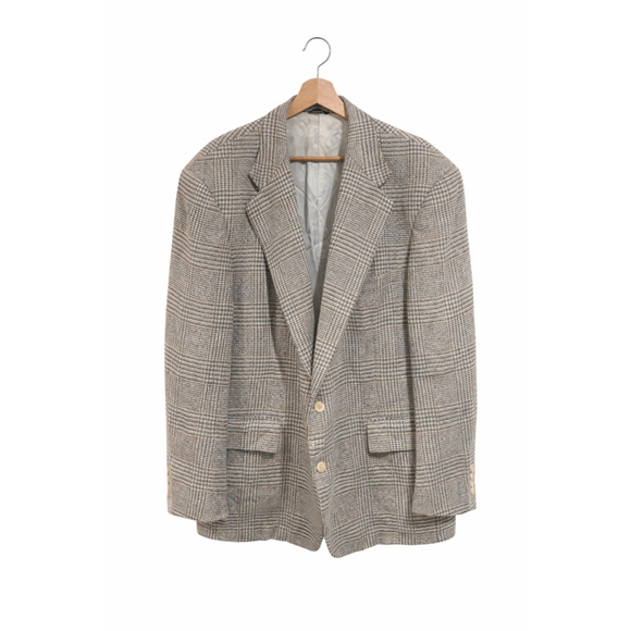 Vintage Polo Ralph Lauren Glen Plaid Wool Tweed Blazer USA Union Made Sport Coat